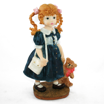 OHOME Pajangan 3D Vintage Keramik Poly Stone Girl Teddy Bear Patung Hadiah Kado Decor - EV-SP-2323