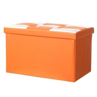 JLove Colorful Checked Storage Box Multipurpose Storage Chair (Orange L) - Intl