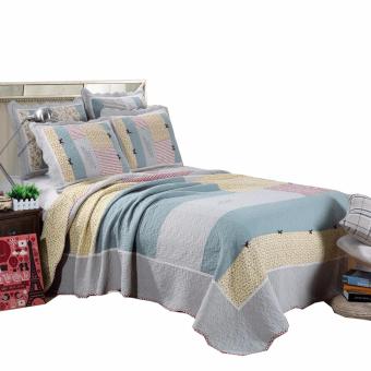 Vintage Story Bedcover Set Dan Sprei 100% Cotton Patchwork Classic Biru (BCA)