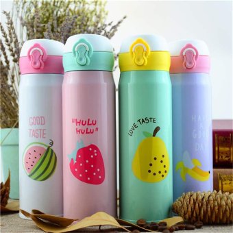 BAFFECT 500ML Portable Sport Water Bottles Watermelon Pattern Stainless Steel Insulation Cup(Multicolor) - intl