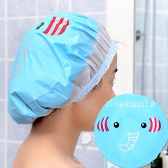 Shower Cap Kartun / Waterproof Elastic Lace Shower Bouffant Hair Bath Cap - Gajah