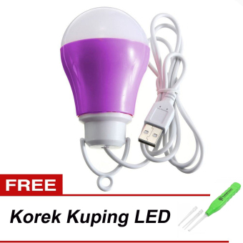 LED Bohlam Lampu USB 5 Watt + Flashlight Earpick LED