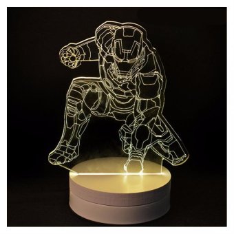 LED Lampu 3D LED Transparan Design Iron Man - White