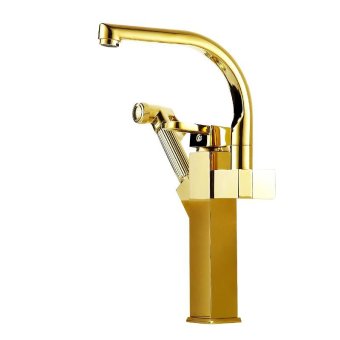 Cu all pull kitchen faucet hot and cold dish pool basin sinks stretch sink to sink mixer 020 Cu all ho Kim raised pulled mixer, full copper and gold HO raised pulled mixer - intl