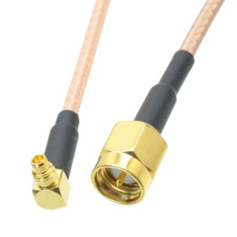 Fliegend Cable MMCX Male Plug Right Angle to SMA Male Straight Crimp RG316 8\" Pigtail