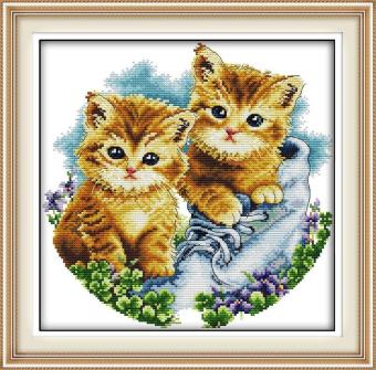 Cat Be Together Counted Cross Stitch DMC Cross Stitch Sets DIY 42*42cm Tiger Cross Stitch Kits Embroidery Needlework DIY Painting - intl
