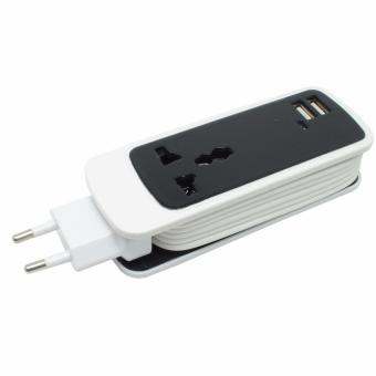 Colokan Listrik EU Plug dengan 2 USB Port - Black
