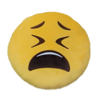 360DSC Cute Cartoon Creative QQ Expression Emoji Emoticon Yellow Round Face Cushion Pillow Throw Pillow Stuffed Plush Soft Toy - Suspirious (Intl)