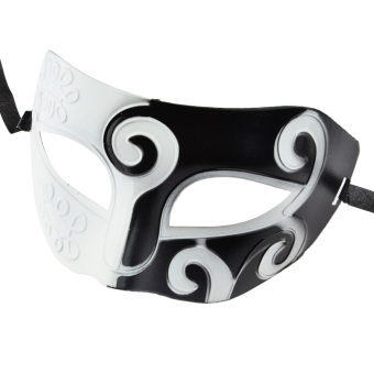 360DSC Painting Prince Baron Upper Half Face Mask for Halloween Party Masquerade Dance Performance (White/ Black)