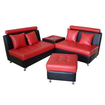 Sentra Furniture Sofa Pedrosa – Hitam Merah - Khusus JABODETABEK