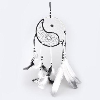 Broadfashion Yin and Yang Tai Chi Shape Handmade Dream Catcher Wall Hanging Ornament Decor (Black + White) - intl