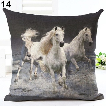 Broadfashion 18 inch Watercolor Horse Sofa Cushion Cover Fashion Pillow Case Home Car Decor 14. White Horse - intl