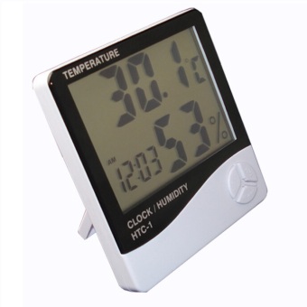 Digital Multifunction Temperature, Humidity Meter with Clock Alarm, Date, Week Calender - HTC-2 - White