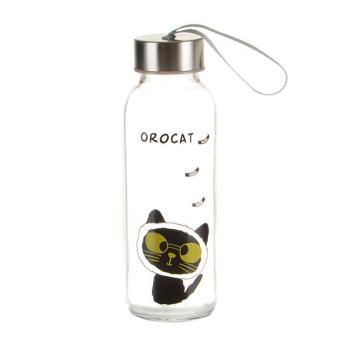 CHENFEI 300ML cartoon small gray cat portable sealed glass student portable portable water cup yellow - intl
