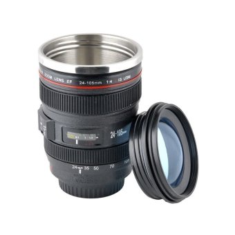 HL New Camera Caniam Ef 24-105Mm Lens Cup Travel Water Coffee Mugstainless Steel(Black) - intl