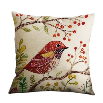 Yazilind cute bird printing pattern decorative pillowcase room sofa home 45*45CM/17.55*17.55 inch  - intl