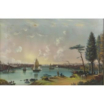 (35x22cm)Jane blue store The East River Looking Southwest, Blackwell's Island in Foreground Printed On Canvas Home Decor Wall Art beautiful Oil Painting Frameless - Intl