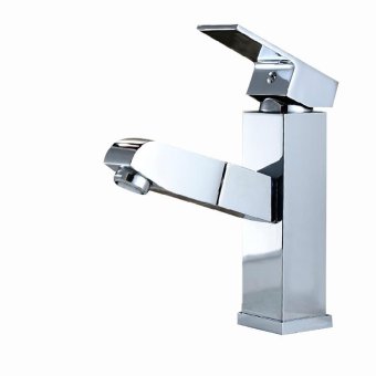 Basin-wide faucet copper hot and cold pull square head telescopic mixer 066 high single low pin mixer, a single low-pin mixer + WATER + drain pipe - intl