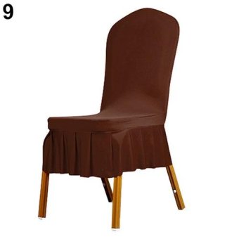 Broadfashion Pleated Skirt Chair Cover Spandex Flat Front Wedding Party Banquets Home Decor (Coffee) - intl