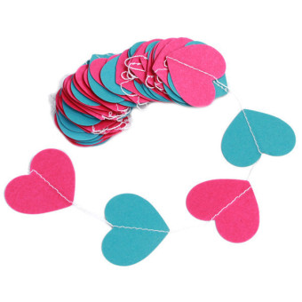 Ai Home 4m Wedding Party Paper Garland String Heart Decoration Hot Pink+Blue