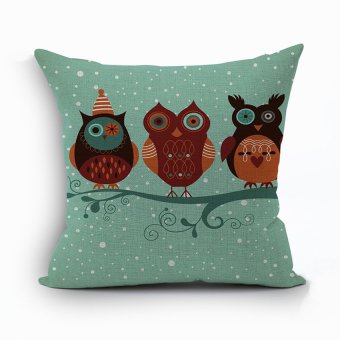 Yazilind owl pattern decorative Green pillowcase room sofa home 45*45CM/17.55*17.55 inch