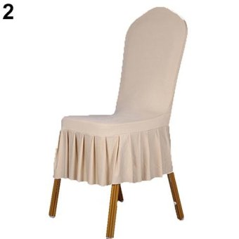 Broadfashion Pleated Skirt Chair Cover Spandex Flat Front Wedding Party Banquets Home Decor (Champagne) - intl