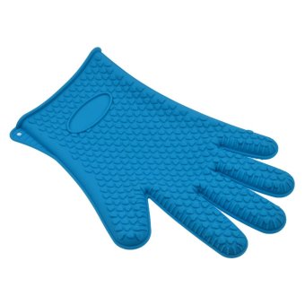 360DSC Heat Resistant Insulated Oven Silicone Gloves for Cooking Baking Blue
