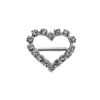 10pcs DIY Craft Heart Diamante Wedding Invitation Gift Box Buckle (Sliver) - intl