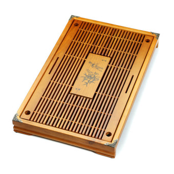 54 cm x 34 cm x 5 cm bambu alami Kung fu nampan teh kualitas tinggi indah teka-teki bambu papan untuk menunjukkan teh kotak teh nampan (coklat) - International