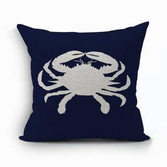 Yazilind Crab pattern decorative Dark blue pillowcase room sofa home 45*45CM/17.55*17.55 inch