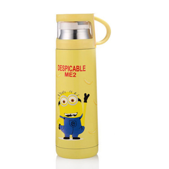 LCFU764 Creative stainless steel lovely big capacity portable vacuum cup with cover cup-Minions(350ML)
