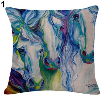 Broadfashion 18 inch Watercolor Horse Sofa Cushion Cover Fashion Pillow Case Home Car Decor 1. Watercolor Horse - intl