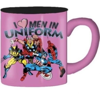 Silver Buffalo Marvel Comics - I Heart Men in Uniform - Ceramic Mug, 410mls, Multicoloured (MC4232) - intl