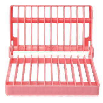 Drainer Rack Organizer Foldable Plate Dish Dry Plastic Stor age Holder Kitchen Collapsible dish rack storage Drain dishes kitchen shelving Finishing drying rack cup Pink - intl