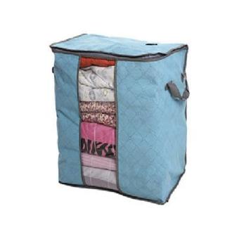 LaCarLa Foldable Box Storage Bag Organizer Keranjang Pakaian Selimut - 50 x 42 x 30 cm - Biru