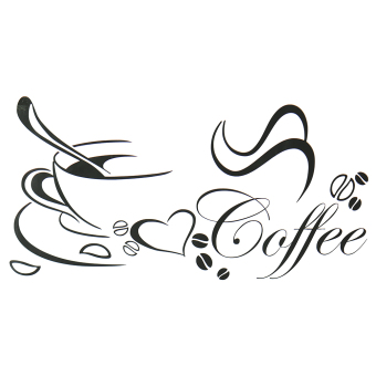 New Wall Sticker Coffee Cup (Black)（65X41CM）