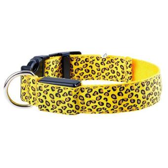 Ai Home Pet Dog Safety LED Flashing Collar Leopard Print L Yellow