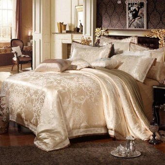 Continental minimalist VISCOSE SATIN wedding pure cotton jacquard 4 pieces bedding set ,M,180cm - intl