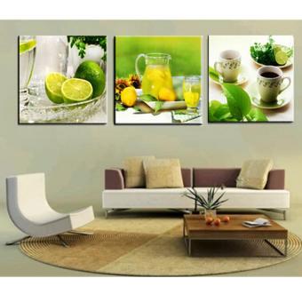 40x40cm 3 Panel Modern Printed Fruits Lemon Painting Picture On Canvas- intl