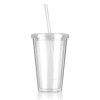 500 ml cairan gelas minuman plastik tutup gelas + sedotan untuk pesta es jus kopi putih