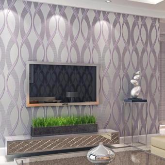 2Cool 1000*53cm Diamond Line WallPaper European Luxury Design 3D Non-waven Wall Paper for TV Wall Bedroom Living Room - intl