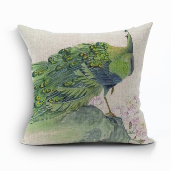 Yazilind New Style peacock flower pattern decorative pillowcase room sofa home 45*45CM/17.55*17.55 inch
