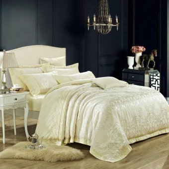 Continental minimalist VISCOSE SATIN wedding pure cotton jacquard 4 pieces bedding set ,11,150cm - intl