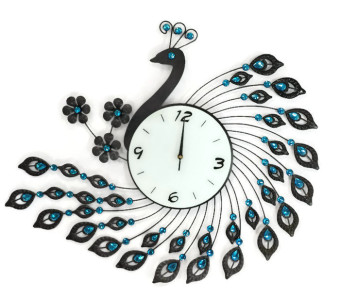 Chi Iron Peacock Design Wall Clock (1405) Black - intl