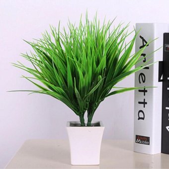 Broadfashion Artificial Fake Plastic Green Grass Plant Flowers Office Home Garden Decor - intl