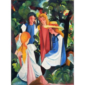 Jiekley Fine Art - Lukisan Four Girls Karya August Macke - 1912-1913