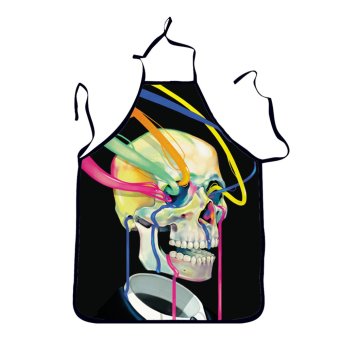 Jiayiqi Colorful Ribbon Printed Aprons Skull Hotel Kitchen Accessories Apron - Intl