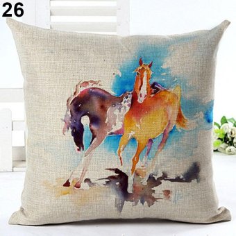Broadfashion 18 inch Watercolor Horse Sofa Cushion Cover Fashion Pillow Case Home Car Decor 26. Watercolor Horse Couple - intl