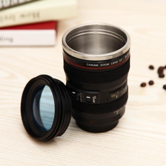 Creative Black and White Stainless Steel Insulated Coffee Water Glass 6 Generation Lens Cup - intl