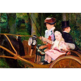 Jiekley Fine Art - Lukisan A Woman and a Girl Driving Karya Mary Cassatt - 1881